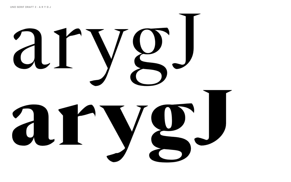 Serif hooked terminals at large size